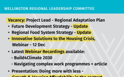 November Pānui – Wellington Regional Leadership Committee Update